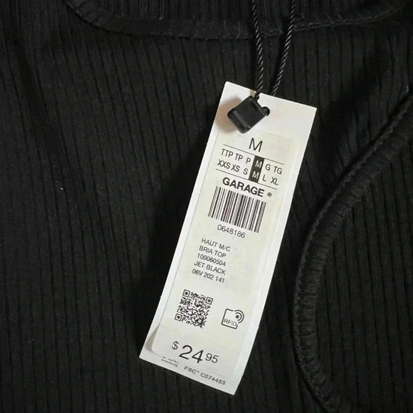 Garage Women’s black ribbed long sleeve shirt with cut out. NWT. Size Medium - Picture 3 of 4